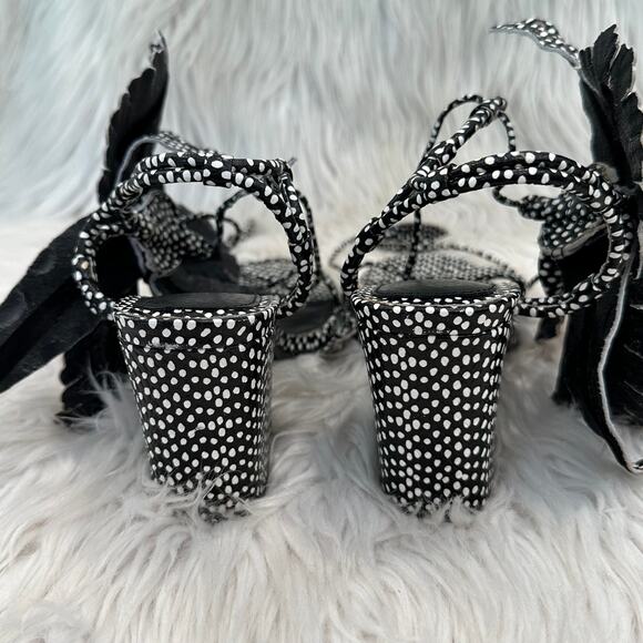 Anthropologie Cecelia New York Hibiscus Heels Leather Flower Polka Dot Floral - Picture 8 of 11